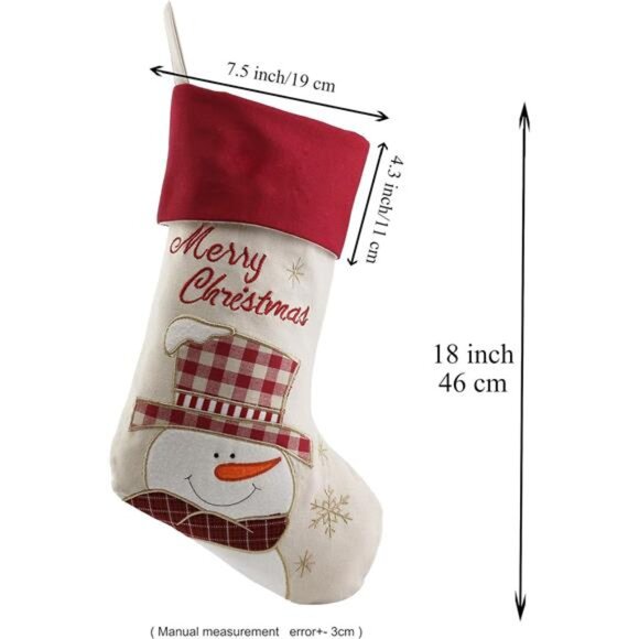 Vintage Christmas Stockings Set of 3 Santa, Snowman, Reindeer, Xmas Character - Picture 3 of 4